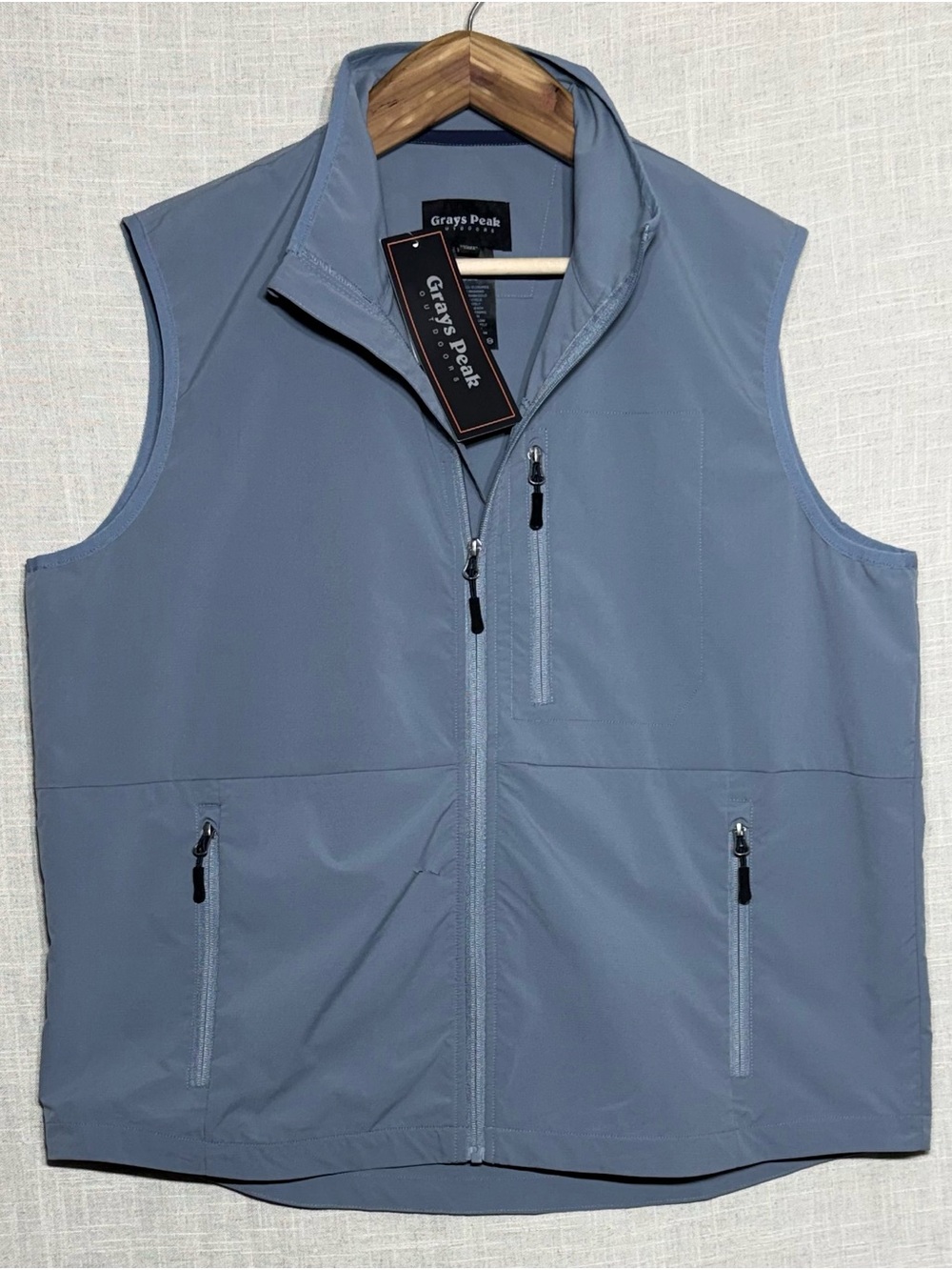 NWT Grays Peak Outdoors Slate Blue Full Zip Utility Vest Size XL *Flawed*